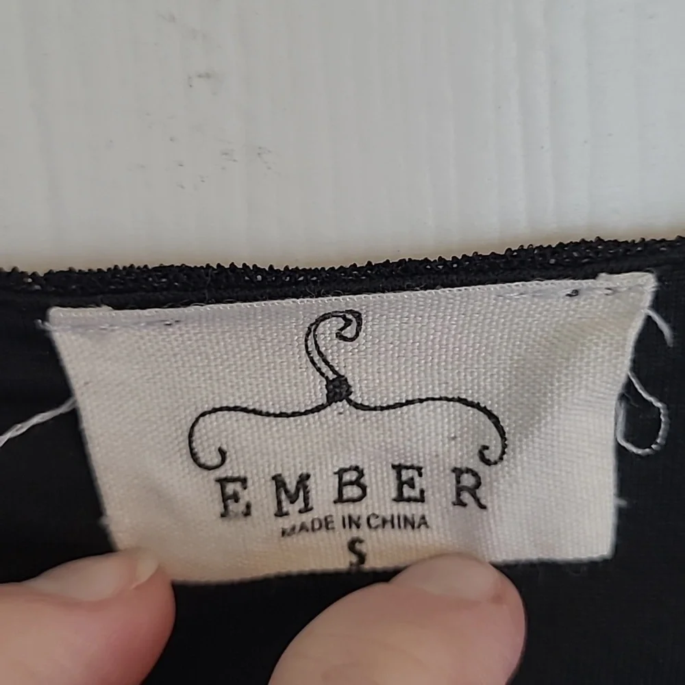 Ember Mesh Rhinestone Sleeve Faux Wrap Stretchy Black Bodysuit Size Small